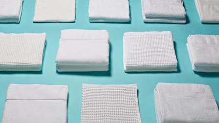 Various folded bath towels.